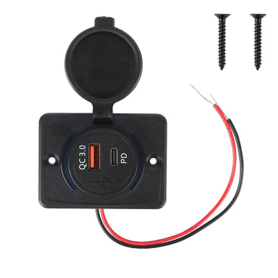 12-24V QC3.0+ PD Car USB Port Charger Car Charger Fast Charge USB Charger USB Charger with Sliding Cap Light Car Charger