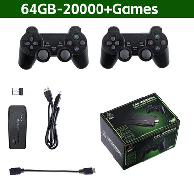 Video Game Console Retro Handheld Game Console 64G with Built-In 20000 Wireless Game Controller Children'S Game Stick Christmas