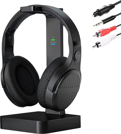 Wireless Headphones for TV, TV Headphones Wireless Over-Ear, Wireless Headphones with 2.4Ghz Digital Transmitter, No Delay, TV Wireless Headphones with Charging Station, Plug and Play
