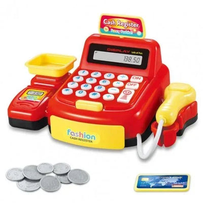 Simulation Supermarket Cash Register Game Toy Electronic Pretend Play House Toys Lighting and Sound Effects Toy for Kid Birthday